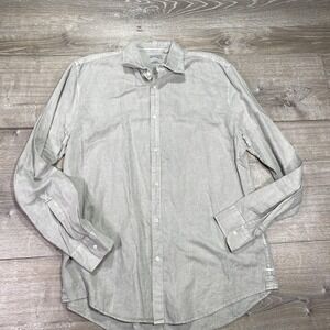 Industrie Shirt Mens Large Gray Linen Cotton Long Sleeve Button Front Casual